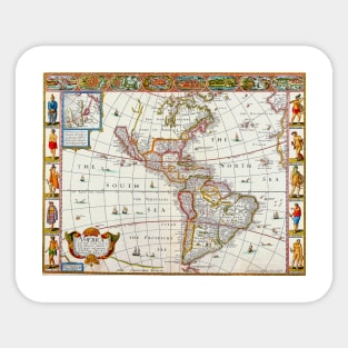 John Speed - America Map 1626 -  Ancient Worlds Sticker